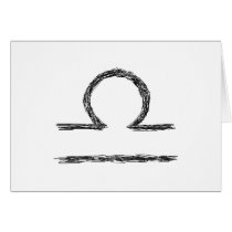 Libra. Zodiac Astrology Sign. Black. Greeting Card