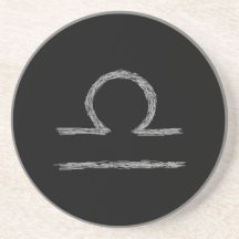 Libra. Zodiac Astrology Sign. Black. Coaster