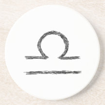 Libra. Zodiac Astrology Sign. Black. Drink Coaster