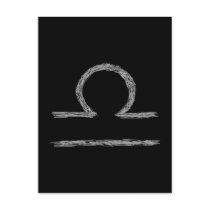 Libra. Zodiac Astrology Sign. Black. Post Cards