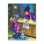 Library Check Out Postcard