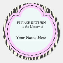 Library Zebra Print Sticker - Please Return
