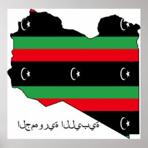 Libyan Republic (flag on map) Poster