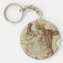 Libyan Sibyl Study by Michelangelo, Renaissance Keychain