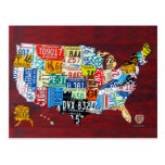 License Plate Map of the USA Postcard