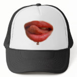 Licking Lips Sensuously and Sexy with Piercing hats