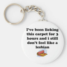 Licking the carpet keychain