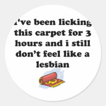 Licking the carpet round sticker
