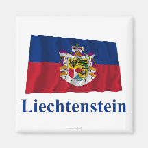 Liechtenstein Waving State Flag with Name Refrigerator Magnet