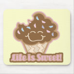 life is sweet chocolate cupcake mousepads