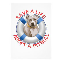 Life Preserver with Pitbull Adoption Custom Announcements