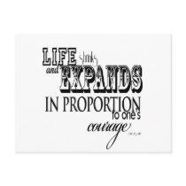Life shrinks and expands ... Anais Nin postcards