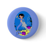 Lifen the Blue Mermaid and Dolphin Button