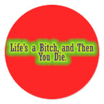 Lifes a bitch and then you die stickers