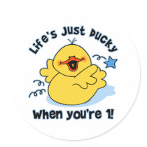 Life's Ducky 1st Birthday Round Stickers