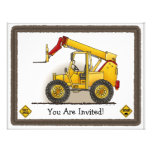 Lift Construction  Equipment Kids Party Invitation