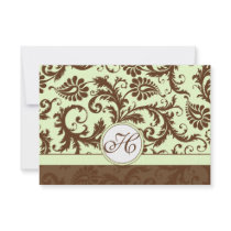 Light Apple Green Brown Response Card Custom Invite