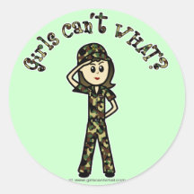 Light Army Woman Round Sticker