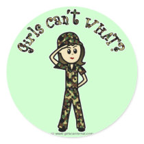 Light Army Woman Round Sticker