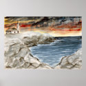 light at night 5 lighthouse watercolor art print