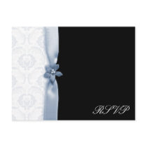 Light blue and black damask wedding pack post card