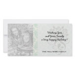 light blue and cream lovely damask personalized photo card
