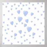 Light Blue and White Love Hearts Pattern. Custom posters