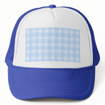 Light blue and white spiral pattern design. hats