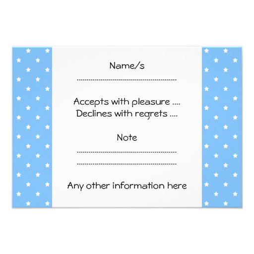 Light Blue and White. Star Pattern. Invites