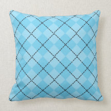 Light Blue Argyle Square Throw Pillow