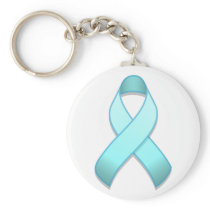 Light Blue Awareness Ribbon Keychain