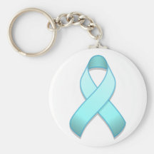 Light Blue Awareness Ribbon Keychain