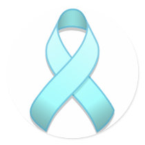Light Blue Awareness Ribbon Round Sticker