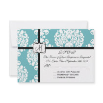 Light Blue boroque Damask wedding invite