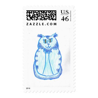 Light Blue Cat Postage by FlashAllen