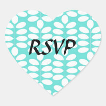 Light Blue Green Damask RSVP Reply Stickers