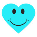 Light Blue Heart Smiley Face Stickers