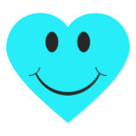 Light Blue Heart Smiley Face Stickers