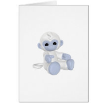 Light Blue Monkey Greeting Cards