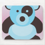 Light Blue Panda Bear on Pink Mouse Pad