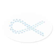 Light Blue Pawprint Ribbon Stickers