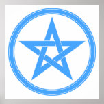 Light Blue Pentacle Pentagram Print