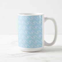 Light Blue Swirls Waves Nautical Beach Print Mugs