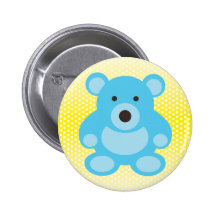 Light Blue Teddy Bear Pinback Buttons
