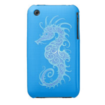 Light Blue Tribal Seahorse Iphone 3 Case-mate Cases