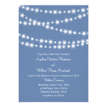 Light Blue Twinkle Lights Wedding Invitation