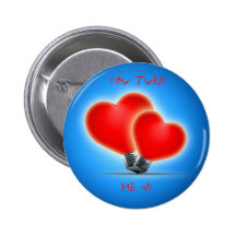 Light bulb hearts pinback buttons