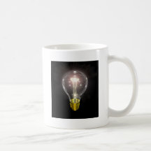 light bulb on blk 3 inch flare mugs
