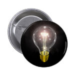 light bulb on blk 3 inch flare pinback buttons