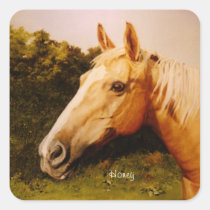 Light Chestnut Horse with Blaze (change text) stickers